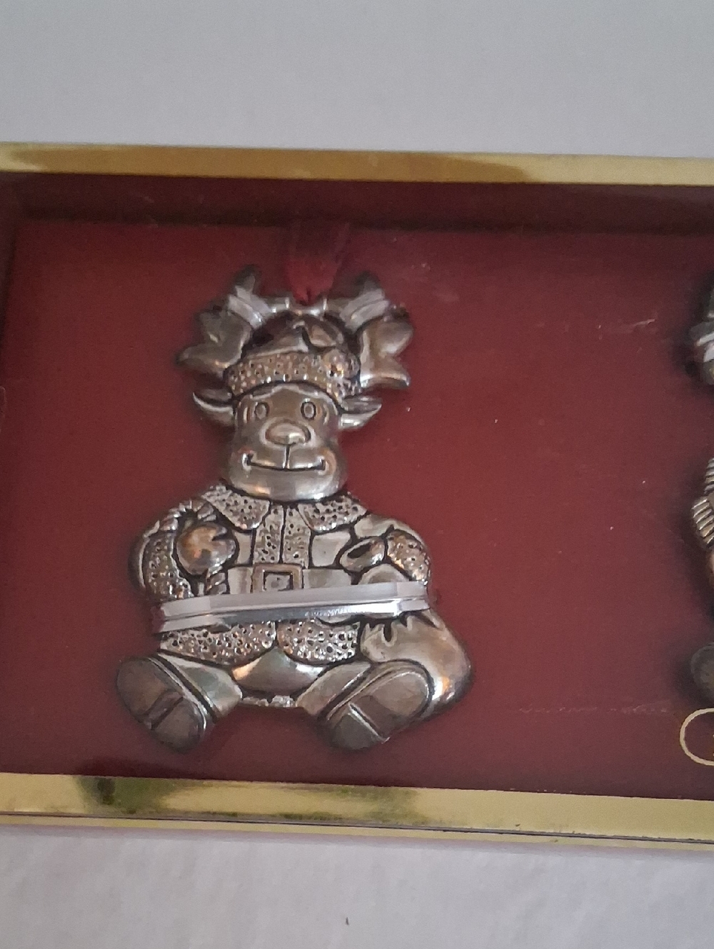 Gorham Silver Moose Ornaments In Box - Picture 2 of 4